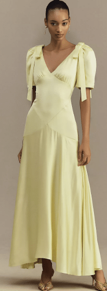 anthropologie puff sleeve yellow dress