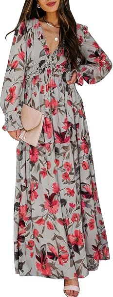 gray floral maxi dresses for spring pictures