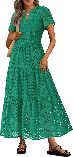 green eyelet maxi dress for summer pictures