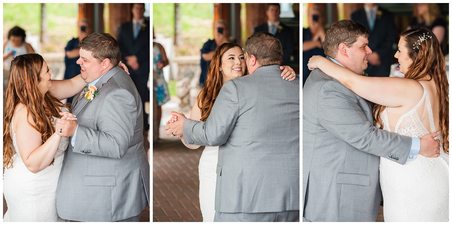 bride and groom first dance at presque isle pavilion in marquette michigan