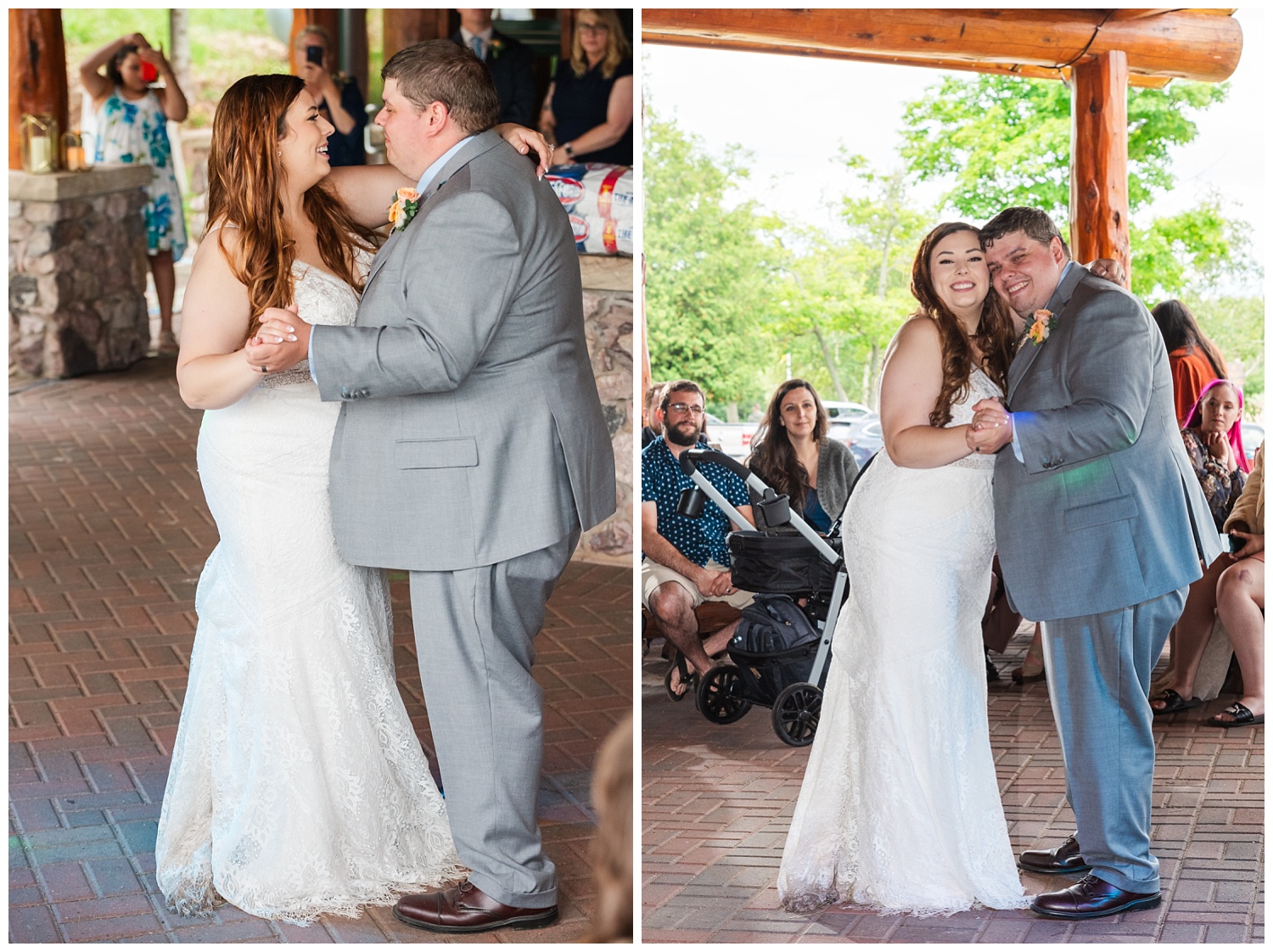 bride and groom first dance at presque isle pavilion in marquette mi