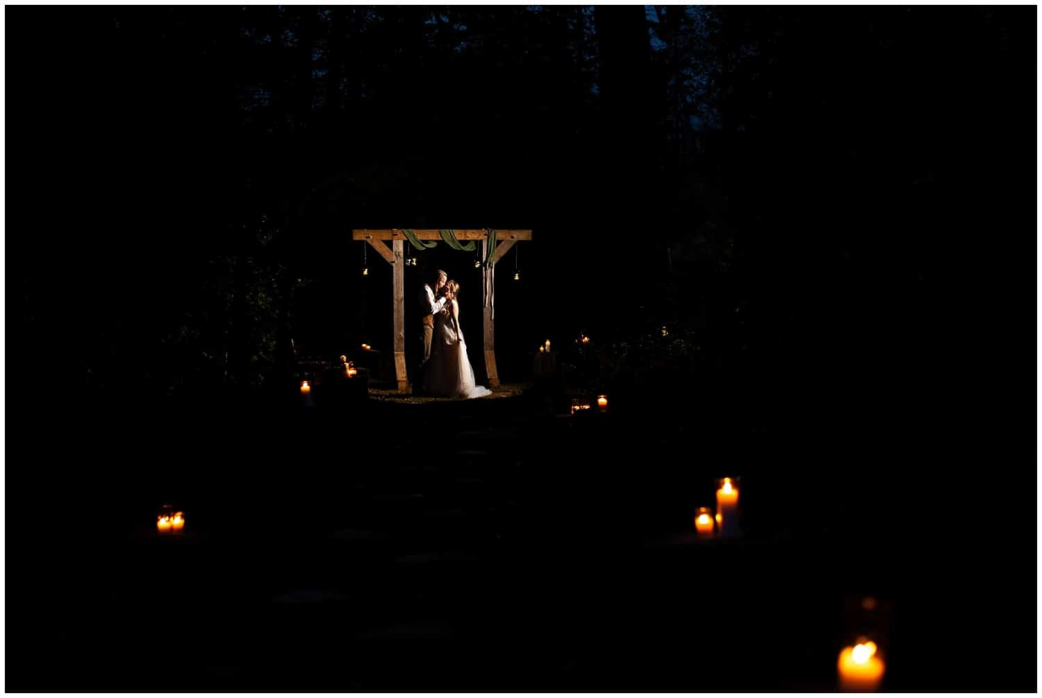 nighttime portrait after duluth wedding in minnesota