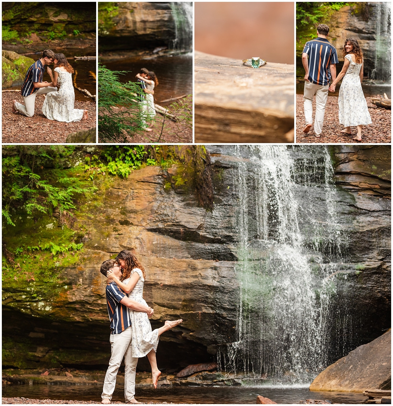 Romantic Keweenaw Peninsula Waterfall Proposal – Noah + Allie
