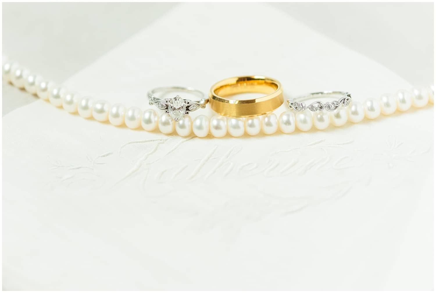 wedding rings with vintage kerchief