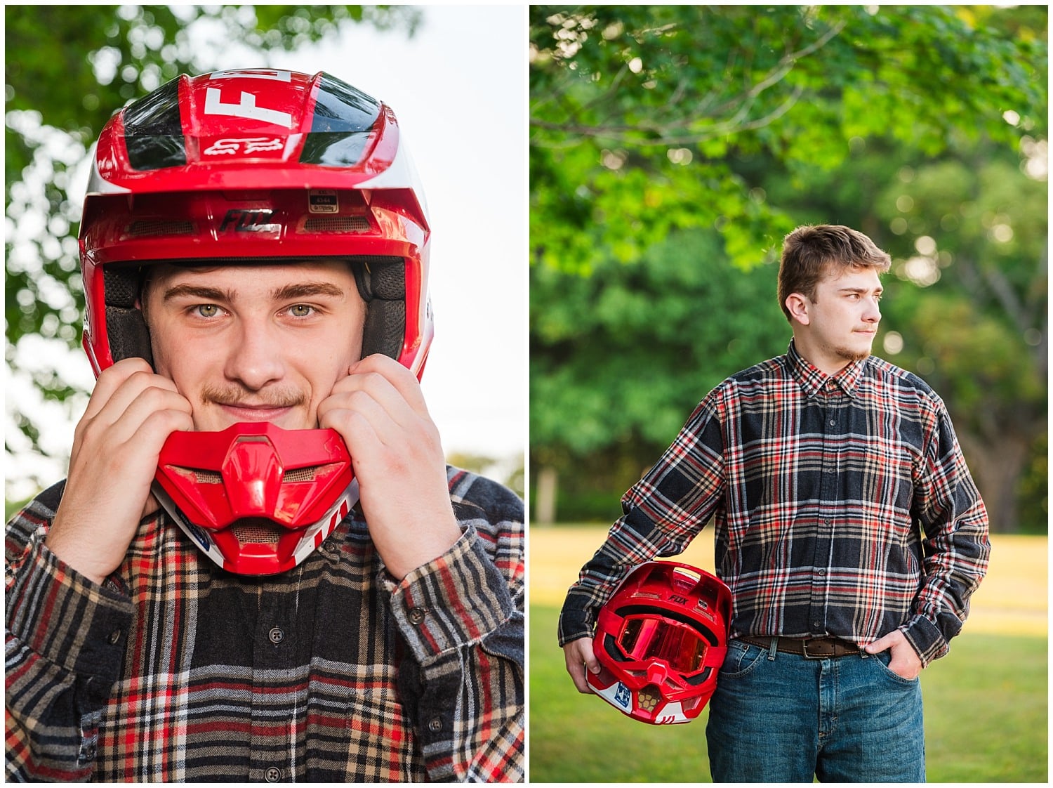 boy senio pictures with red racing helmet off road atv