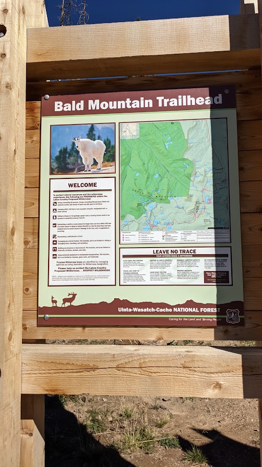 bald mountain utah trailhead sign