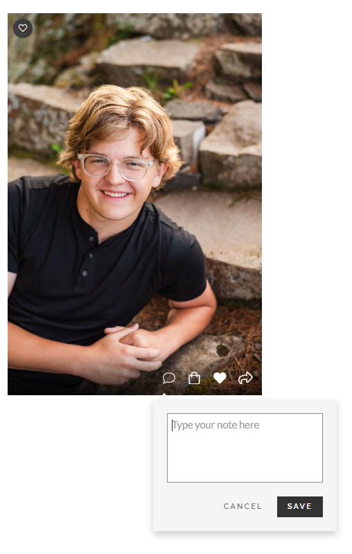 Add a note to images in your favorites list